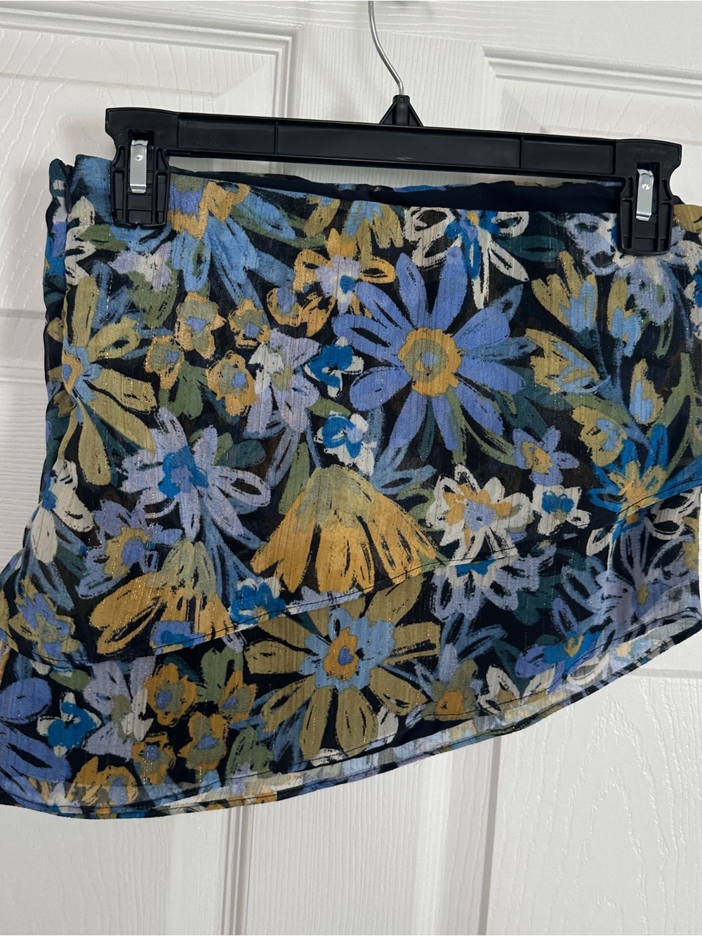 Sadie & Sage Strapless Floral Blouse - Blue, Mustard & White - Picture 2 of 5
